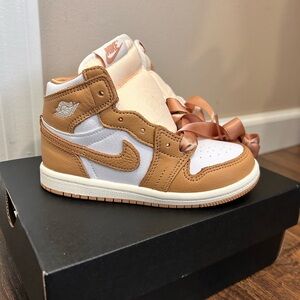 Air Jordan 1 Retro High Top Sneakers - Brown and White